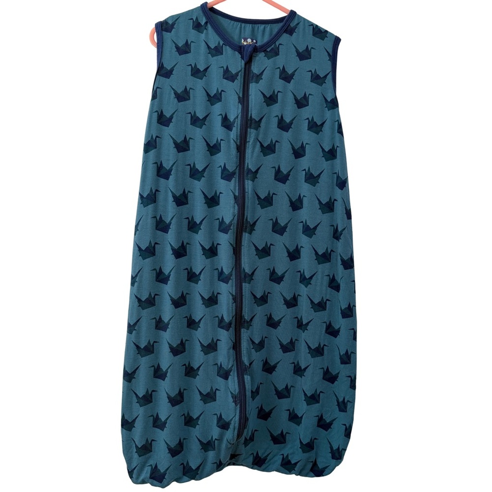Kickee Pants Baby Bamboo Sleep Sack 0–6M, Teal Blue Origami Crane Print, Soft